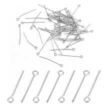 Піни з колечком, Латунь, Платина, 30х0.7мм, Отвір 2 мм, близько 400шт/50г, (13WB22555)