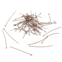 Піни з колечком, Латунь, Колір: Червона Мідь, Розмір: 50х0.7мм, Отв-тя 2 мм, 50г / близько 250шт, (13WB22558)