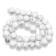 Koraliki Kamień Naturalny Howlit, Kula, Biały, 10mm, 38szt/38cm/sznur (13WB22798)