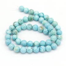 Koraliki Naturalny Howlit Okrągłe Malowane Kolor: Turkusowe Rozmiar: 8mm otwór 1mm około 46szt/38cm/nic (13WB22907)