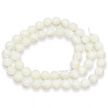 Koraliki z Muszli Morskich, Naturalna Masa Perłowa, Okrągłe, Biały, 8-8.2mm, Otwór 1mm, około 50szt/38cm (13WB22983)