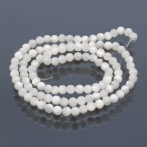 Koraliki z Muszli Morskich, Naturalna Masa Perłowa, Okrągłe, Biały, 3.7-4.5mm, 95szt/38cm (13WB22984)