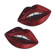 Naszywka Naprasowanka Termiczna z Cekinami Usta 161x102x1.5mm Kolor: Czerwony 2szt (13WB23431)