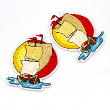 Naszywka Naprasowanka Termiczna Statek 74x56x1.5mm Kolor: Wielokolorowy 2szt (13WB23472)