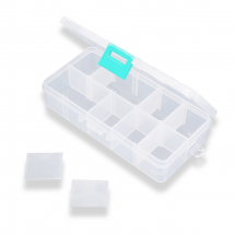 Контейнер для Бісера і Намистин, Пластик, Прямокутні, на 10 Відсіків, Колір: Білий, Розмір: 13.5x7x3см, (13WB23490)