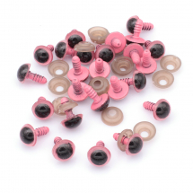 Oczy Bezpieczne z Gwintom i Zaciska Plastik  12mm Kolor: Różowy 50pary/opakowanie (13WB23554)