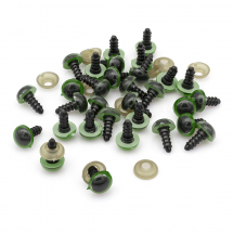 Oczka Bezpieczne z Gwintom i Zaciska do Zabawek, Plastik, Kolor: Zielony, 10mm, 50par (13WB23557)