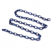 Ланцюг Акриловий ручної роботи, Овал, Плетіння Якірне, Імітація натурального Каменя, Колір: Темно-синій, Ланка: 18.5x11.5x4.5мм, 1м / нитка, (13WB23660)