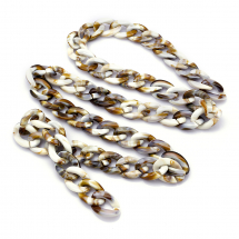 Ланцюг Акрилова, несварние, Колір: Біло-коричневий, Ланка: 29x21x6мм, 1м / нитка, (13WB23690)