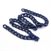 Łańcuszek Akrylowy Niespawany, do Rękodzieła i Biżuterii, Błękitny, 29x21x6mm, Długość łańcuszka 1m (13WB23691)