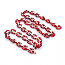Łańcuszek Akrylowy Ręcznie Robiony 23.5x17.5x4.5mm Kolor: Czerwony Długość łańcuszka: 1m (13WB23699)