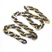 Ланцюг Акриловий ручної роботи, Імітація натурального Каменя, Пластик CCB, Колір: Чорний, Ланка: 30x21x6мм, 1м / нитка, (13WB23706)