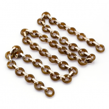 Ланцюг Акриловий Ручної Роботи, Прозорий, Овальний плоский, Колір: Кавовий, Ланка: 18.5x11.5x4.5мм, 1м/нитка, (13WB23716)