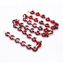 Ланцюг Акриловий ручної роботи, Прозорий, Овальний плоский, Колір: Червоний, Ланка: 18.5x11.5x4.5мм, 1м / нитка, (13WB23717)