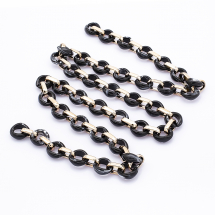 Ланцюг Акриловий ручної роботи, Прозора, Овальний плоска, Колір: Чорний, Ланка: 18.5x11.5x4.5мм, 1м / нитка, (13WB23719)
