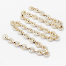 Ланцюг Акриловий ручної роботи, Прозорий, Овальний плоский, Колір: Античний білий, Ланка: 18.5x11.5x4.5мм, 1м / нитка, (13WB23721)