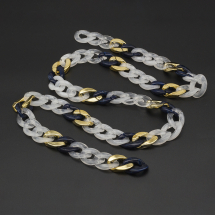 Łańcuszek Akrylowy Ręcznie Robiony 29-29.5x20.5-21x6mm Kolor: Błękitny Długość łańcuszka: 1m (13WB23727)