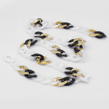 Łańcuszek Akrylowy Ręcznie Robiony 29-29.5x20.5-21x6mm Kolor: Czarny Długość łańcuszka: 1m (13WB23728)