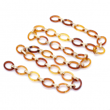 Ланцюг Акрилова ручної роботи, Прозора, Овальний, з алюмінієвими подвійними ланками, Колір: Коричневий, Ланка: 25.5x19x3.5мм і 15х8х1.5мм, 1м / нитка, (13WB23730)