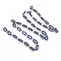 Ланцюг Акрилова ручної роботи, Імітація натурального Каменя, Овальний, з алюмінієвого Ланками, Колір: Синій, Ланка: 20.5x10.5x3мм і 15х8х1.5мм, 1м / нитка, (13WB23734)
