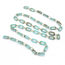 Łańcuszek Akrylowy Ręcznie Robiony 20.5x10.5x3mm Kolor: Turkusowy Długość łańcuszka: 1m (13WB23737)