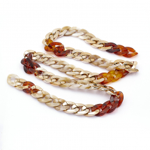 Ланцюг Акрилова ручної роботи, Пластик CCB з Покриттям Кольори Рожевого Золота, Колір: Різнобарвний, Ланка: 30x21x6мм, 1м / нитка, (13WB23738)