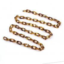 Ланцюг Акрилова ручної роботи, Овальний, Леопардовий принт, Колір: Золотистий, Ланка: 20.5x11x3мм, 1м / нитка, (13WB23747)