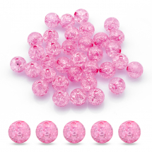 Koraliki Akrylowe Crackle, Różowy, 10 mm około 45 szt / 25 g (13WB23891)