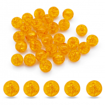 Koraliki Akrylowe Crackle, Złocisty, 10 mm, około 45 szt / 25 g (13WB23896)