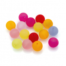 Намистини Акрил Матові, Прозорі, Круглі, Морозний стиль, Колір: Мікс, Розмір: 14мм, Отвір 2мм, близько 16шт / 25г, (13WB23902)