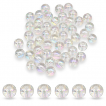 Намистини Акрилові Прозорі Круглі, АВ колір, Безбарвний, 10мм, Отвір 1.8мм, близько 46шт/25г, (13WB23929)