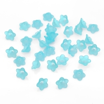 Намистини Акрил Матові, Прозорі, Квітка, Бірюзовий, 13х7мм, Отвір 1мм, близько 90шт/25г, (13WB23935)