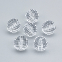 Koraliki Akrylowe Przezroczyste Okrągłe Fasetowane, Bezbarwne, 24mm, Otwór 3mm, 6 szt (13WB23941)