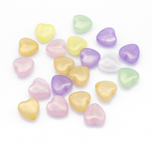 Koraliki Akrylowe Serce, Koraliki z Brokatu, Mieszane kolory, 14x14x7mm, 20szt (13WB23944)