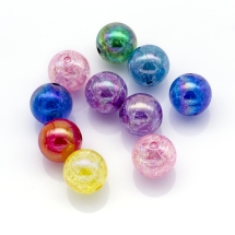 Намистини Акрил "Бите Скло", Прозорі, Круглі, АВ колір, Колір: Мікс, Розмір: 20мм, Отвір 2.5мм, (13WB23921)