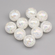 Koraliki Akrylowe Crackle, Przezroczyste, Tęczowy, 20mm, Otwór: 2.5mm, 10szt (13WB23922)
