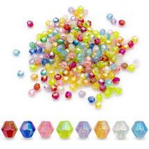 Koraliki Akrylowe, Fasetowane Biconus , Tęczowy, Mix, 4x4mm, 800szt/25g (13WB23925)