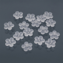 Намистини Акрил Матові, Прозорі, Квітка, Колір: Безбарвний, Розмір: 21x21.5x6мм, Отвір 1.2мм, близько 18шт / 25г, (13WB23932)