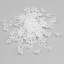 Намистини Акрил Матові, Прозорі, Квітка, Білий, 13х7мм, Отвір 1мм, близько 90шт/25г, (13WB23933)