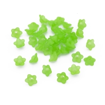 Намистини Акрил Матові, Прозорі, Квітка, Зелений, 13х7мм, Отвір 1мм, близько 90шт/25г, (13WB23934)