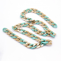 Ланцюг Акрилова ручної роботи, Пластик CCB, Колір: Бірюзовий, Ланка: 29x21x6мм і 30x21x6мм, 1м / нитка, (13WB23754)