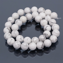 Koraliki Naturalny Howlit Okrągłe, Kolor: Biały, Rozmiar: 10-11mm, otwór 1mm, około 37szt/38cm/nic (13WB23993)