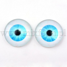 Kaboszony Szklany, Oko, Okrągłe, do DIY, Kolor: Niebieski, 10x3.5mm, 10szt (13WB24431)