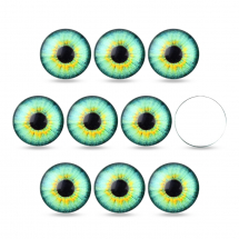 Oczy Kaboszony Szklane, Bez Podstawy Klejowej, Okrągłe, Jasna Zieleń, 10x3.5mm, 10 szt (13WB24432)