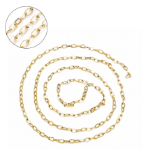 Ланцюг Якірне Плетіння Роз'ємний, Нержавіюча Сталь, Іонне Покриття Позолотою 18К, Ланка 7х4х0.8мм, (13WB24566)