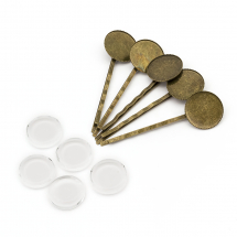 Zestaw do Robienia Spinek do włosów pod Kaboszon Żelazo i Szkło Podstawa 63x19x2mm Kolor: Bronze 5setow/set (13WB24661)