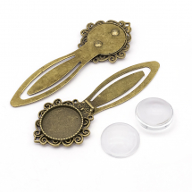 Zestaw Zakładki do Książek pod Kaboszon Stop Metalowy i Szkło Podstawa 81x31mm. Kolor: Bronze 2komplety/set (13WB24665)