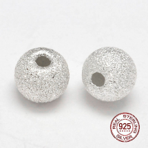 Srebro 925 Koraliki Gwiezdny Pył Okrągłe Teksturowane, 5mm, Otwór 1.5mm, 5szt (13WB24818)