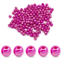 Koraliki Akrylowe Kolor AB 6mm Okrągły Ciemnoróżowy 200szt/25g (13WB24825)