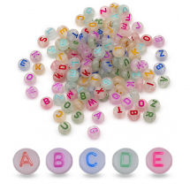 Koraliki Akrylowe Fluorescencyjne Litery, Dysk, Świecące, Mix, 7x3.5-4mm, 170szt/25g (13WB24878)